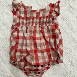 Pehr 0-3 gingham romper. Barely used and adorable outfit.